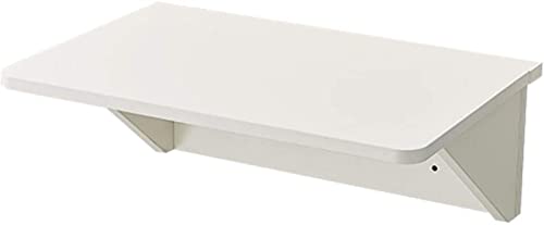 DRYIC Wandmontierter Tisch, klappbarer Wandtisch, Schreibtisch, Wandregal mit Metallhalterungen, schwebender Schreibtisch, robust, platzsparend (White 50 * 70Cm)