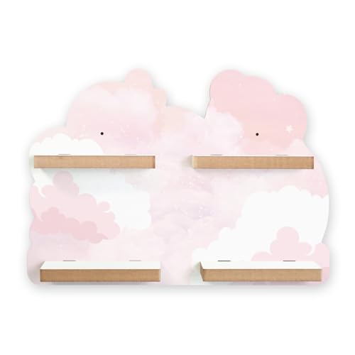 Kreative Feder Wandregal für Tonies – Musikboxregal-Erweiterung mit Platz für bis zu 20 Tonie-Figuren (Wolken rosa)
