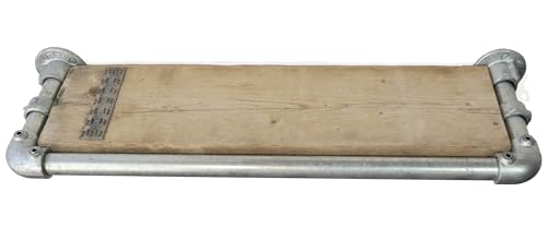Vilo Visions Wandregal Modell 'Odessa' Regal in Industrie Stil Massiv Modern und Neu! Gerüst Holz Vintage Metal (Verzinktes Stahlrohr, 124 cm (B) x 25 cm (T))