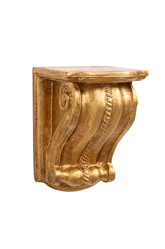 Biscottini Barockregal L 12,5 x T 17,5 x H 13,5 cm – Regal in antikem Gold – Shabby Chic Wandregal – kleine Konsole Barock