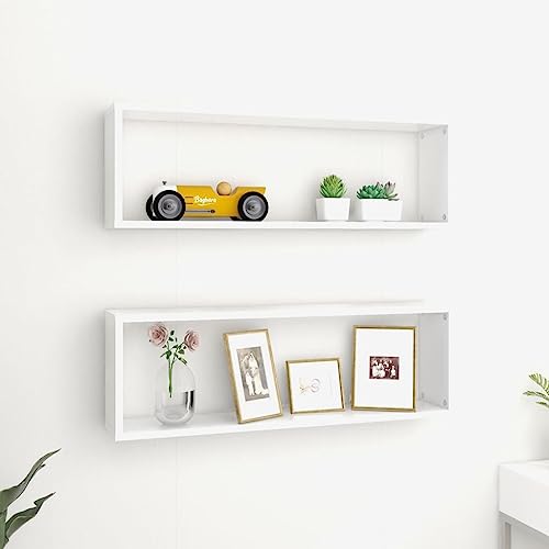 TEKEET Wandregale & Ledges Wall Cube Shelf 2 pcs White 80x15x26.5cm Engineered Wood Furniture