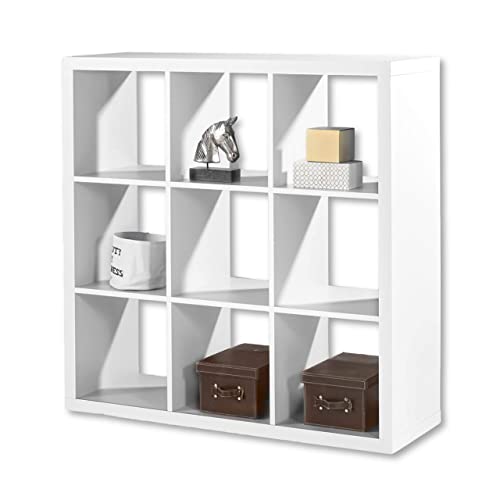 STYLE Modernes Würfelregal Weiß, ideal für Faltboxen - Praktisches Raumteiler Regal mit offenen Fächern - 112 x 112 x 38 cm (B/H/T)