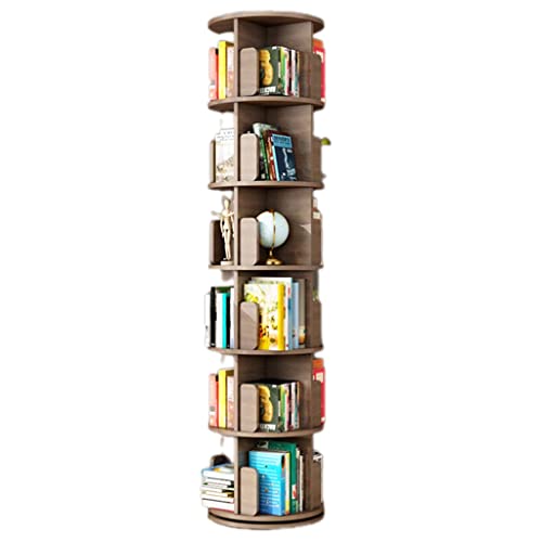 Bücherregale, um 360° drehbares rundes Bücherregal, großer Stauraum, wecken das Interesse der Kinder am Lesen, CD- und DVD-Aufbewahrung (Holz 6 Schichten (46 x 195 cm))
