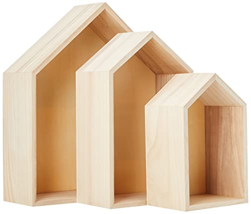 Artemio Set mit 3 Regalen Haus zum Dekorieren, Holz, Beige, 30 x 10 x 34,5 cm 14001999