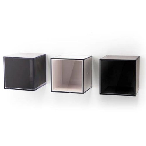 QUALY QL10139CL-WH Aufbewahrungsbox/Wandregal mit Deckel Pixel Cube, transparent/weiß