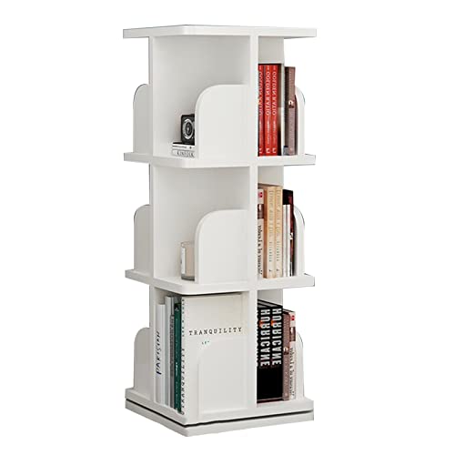Bücherregale, um 360° drehbares Bücherregal, Wohnzimmer-Bodenregal, Bücherregal für Studenten, Bücherregal (weiß, 3 Schichten (39 x 99 cm))