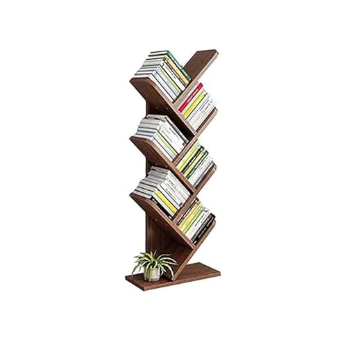 NgAnoh 6-stufiges Baum-Bücherregal, bodenstehendes Bücherregal, rustikaler Eck-Bücherhalter für zu Hause, Holz-Bücherturm-Aufbewahrungsregal