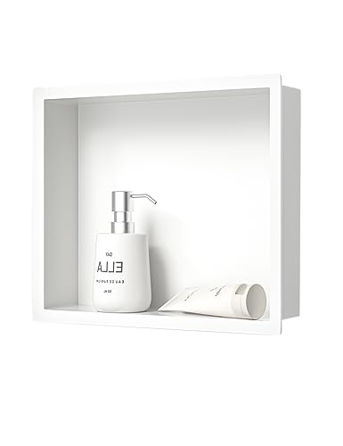 Neodrain Wandnische Dusche Edelstahl Eingebettete Duschnische Einzelregal Lagerung für Badezimmer 30 x 30cm, Weiß