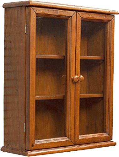 Biscottini Vitrine aus Holz 57 x 48 x 17 cm | Wandregal Shabby Chic mit 3 Einlegeböden | Badezimmerschrank mit 2 Türen | Hängender Badezimmerschrank