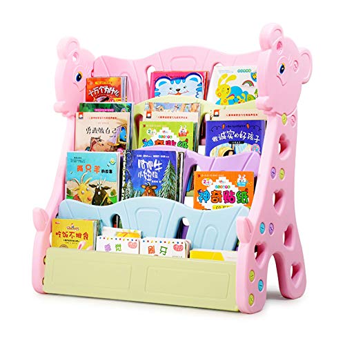 REGAL NLIAN- Kinder-Bücherregal, PE-Bücherregal for Kinder Mit Leicht Zugänglichem 4-Display Leicht Und Leicht Zu Bewegen for Kinderzimmer 80 X 38 X 86 cm (Color : Pink)