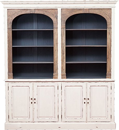 Biscottini Bücherregal aus Mahagoni und Eiche 230 x 49 x 205 cm - Wandregal Massivholz Made in Italy - Regal weiß - Deko Wohnzimmer - Regal schmal - Wandregal weiß - Wohnzimmer Möbel
