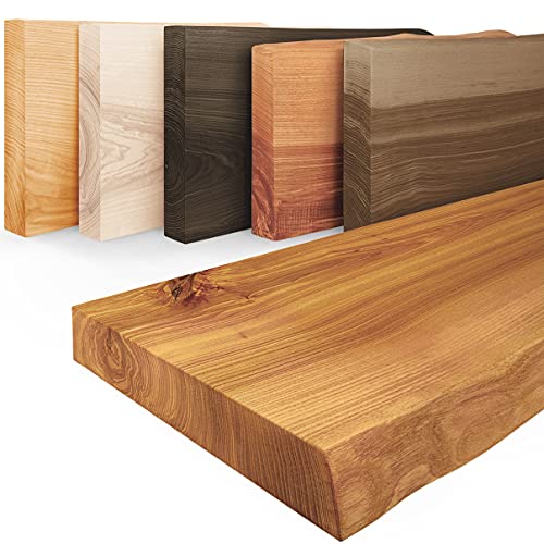 LAMO Manufaktur Wandregal Holz Baumkante | Regal Farbe: Rustikal | Pure: ohne Montage Set | 70 cm