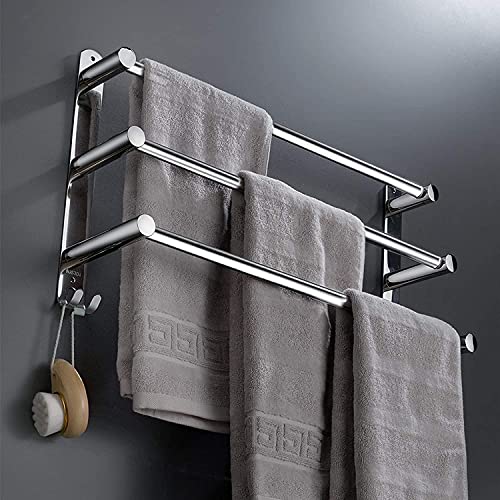 Handtuchhalter Ausziehbar 43-78CM Edelstahl Ohne Bohren Handtuchstange Wand Wandregal Geeignet für Badezimmer küche badetuchhalter (Silber 3-Schicht)