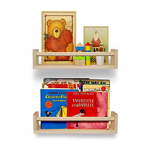 Holz-Bücherregal für Kinderzimmer, 2 Stück, Wandregal für Kinder, perfekt für Babyzimmer, Küche, Schlafzimmer und Badezimmer (16.543.6)