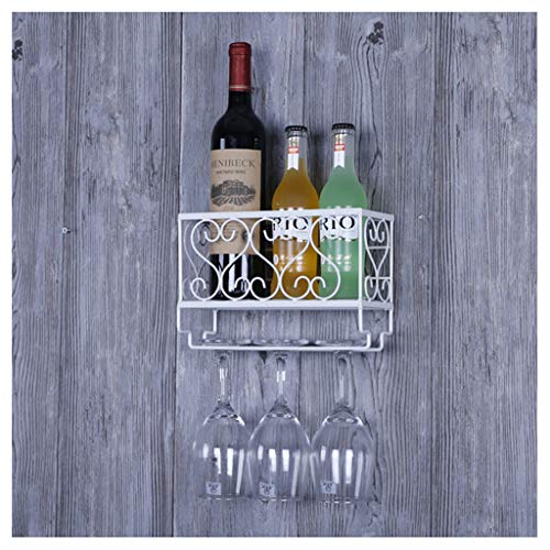 Weinregale für Zuhause/Bar, Retro-Wandregal aus Metall mit Glashalter, Präsentationsständer zum Organisieren von Weinflaschen, 3 Flaschen und 3 Gläser, für Bar, Küchenschrank, 25 x 10 x 16,5