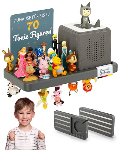 mahona Tonie Regal - kompatibel mit Toniebox & Tonie Figuren Aufbewahrung - Platz für bis zu 70 Figuren - Toniebox Regal Mädchen & Junge - Wandregal Kinderzimmer - Zubehör für Toniebox Starterset