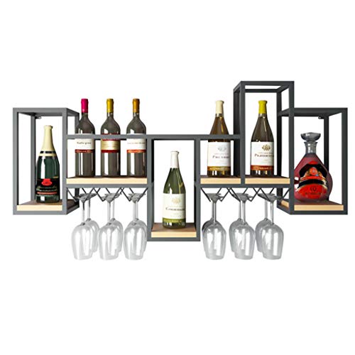 Weinregale Vintage Industrie hängende Flaschenhalter Wand Geschirr Flaschenregale Home Decor Wandregal Weinglashalter Gläser Weinhalter -125x20x60cm