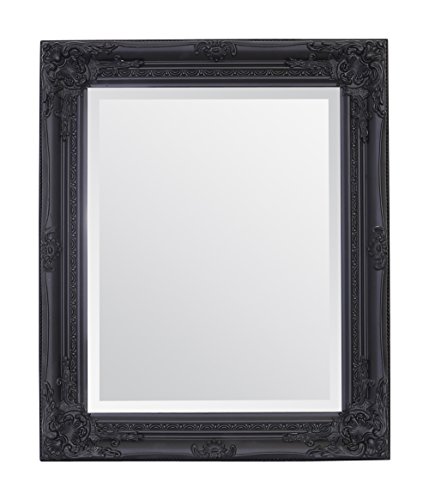 Select Mirrors Rhone Wandspiegel, französischer Vintage, antiker Barockstil, 50 cm x 60 cm, Schwarz