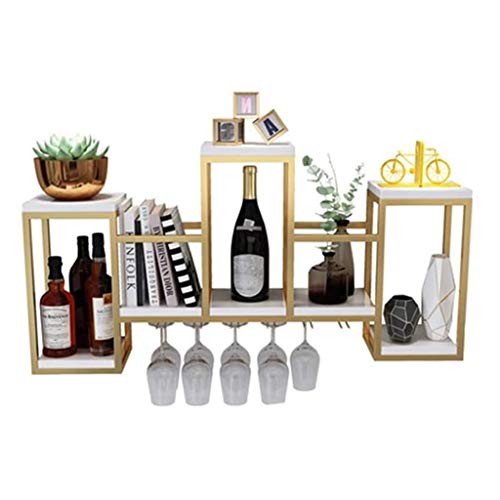 GttuiT Nordic Gold Wandhalter, Weinflaschenhalter aus weißem Holzbrett, wandmontierter Weinhalter, Wandregal, Aufbewahrungsregal, 106 x 20 x 60 cm Vision