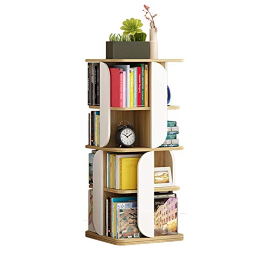 360° drehbares Bücherregal, mehrschichtiges Bodenregal, Lagerregal, großes Fassungsvermögen, Möbel für Zuhause für Bücher (Holz, 4 Schichten (40 x 128 cm))