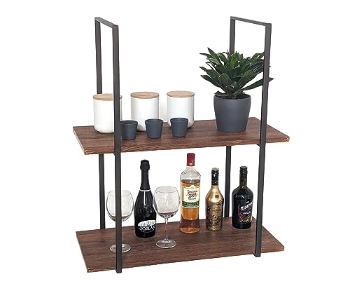 yelloo Bar Shelf Wandregal zur Deckenmontage, Getränkehalter, für Küchen, Blumen, Garten, vertikales Hängeregal (75 cm, Braun/Walnuss)