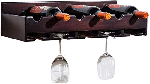 ELzEy Wandmontiertes Weinregal aus Naturholz, multifunktionales Wandregal zum Aufhängen, Weinflaschenhalter, Brillenregal, einfach zu installierende Lagerung Full Moon