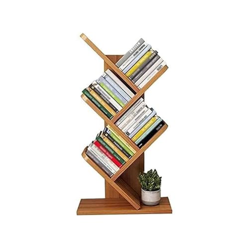 NgAnoh Bücherregal aus Holz, platzsparendes Zeitschriften-Bücherregal für Zuhause, Wohnzimmer und Büro, kreatives Baum-Bücherregal, Holz-Bücherturm