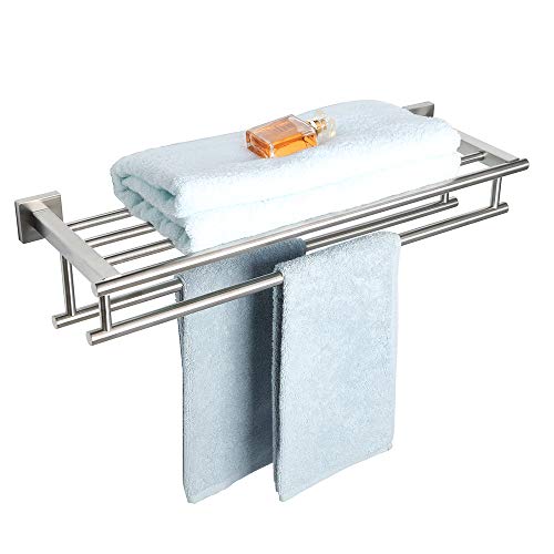 SAYAYO Handtuchhalter Bad Wand Gästehandtuchhalter Wandmontage Edelstahl Premium Doppelt Badetuchhalter für Badezimmer und Küche 61CM, EGZ8000-LS