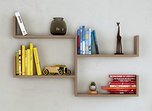 Homidea Fresh Wandregal - Bücherregal - Dekoregal für Wohnzimmer in modernem Design (Nussbaum)