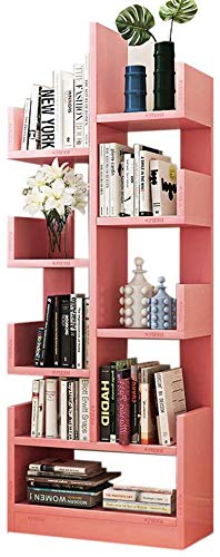 Multilayer Tree Bücherregal, Freistehender einfacher Bücher- und Zeitschriftenständer, Bücherregal, Raumteiler Regal, Für den Heimbürodekoration Bücher Schließfächer, Pink