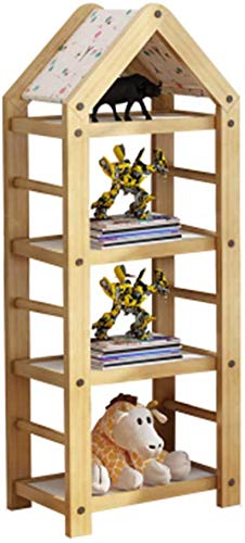 RONGJJ Bücherregal aus massivem Holz für Kinder, Einfache Montage Platzsparendes multifunktionales Lagerregal, Ideal für Babys und Kinderzimmer, B, 4 Layers