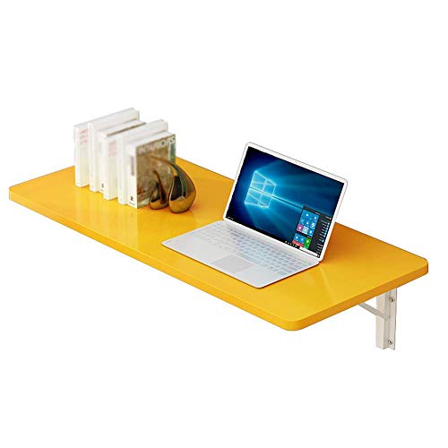 AOLI Falten Wandtisch Wandregal Kindertisch Küchentisch Computertisch für kleine Räume,90 * 40 cm / 35 * 16 In-gelb