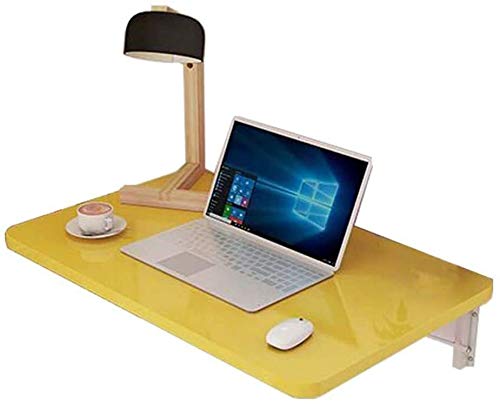 An der Wand montierter Drop-Leaf-Tisch, Schreibtisch, schwebende Wandregale, klappbarer Computertisch an der Wand, Multifunktions-Aufhängungsschott (Farbe: Gelb, Größe: 50 x 30 x 2,5 cm)