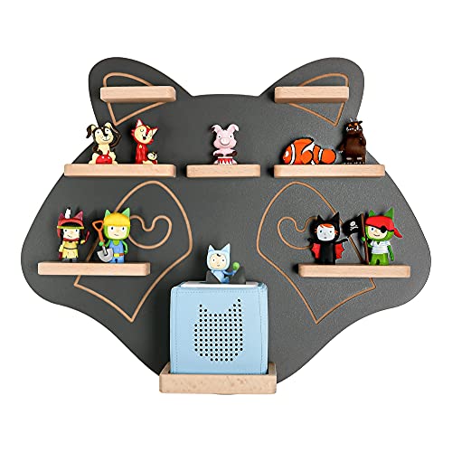 MR TEDDY BEAR Kinderregal Waschbär | Holzregal für die Toniebox und Tonies | Tonie-Regal hergestellt in der EU | Wandregal zum Spielen und Sammeln | Für Mädchen und Jungen | Anthrazit