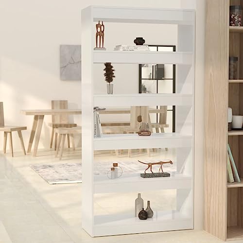  Bücherregal/Raumteiler Hochglanz Weiß 80x30x166cm Holzwerkstoff,