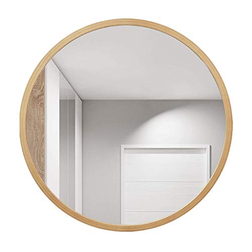 genral Massivholz-Badezimmerspiegel, dekorativer Spiegel mit rundem Eingang, 23,6/31,5-Zoll-Schminkspiegel für Wohnzimmer, Schlafzimmer und Flur, Wandmontage, Naturholz