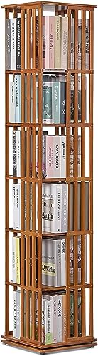 CENAP Drehbares Bücherregal, Um 360 ° Drehbares Bambus-lagerregal, Standregale mit Offenen Designregalen für Wohnzimmer, Arbeitszimmer, Büro