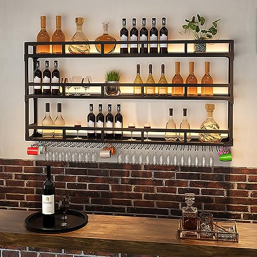 CUNTO Weinregal – Wandregal aus Metall für Likör- und Weinflaschen – stilvoller Halter für die Aufbewahrung in Bar, Küche und Wohnzimmer