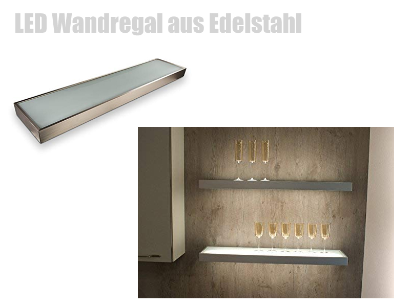 Edelstahl Wandregal mit LED Beleuchtung