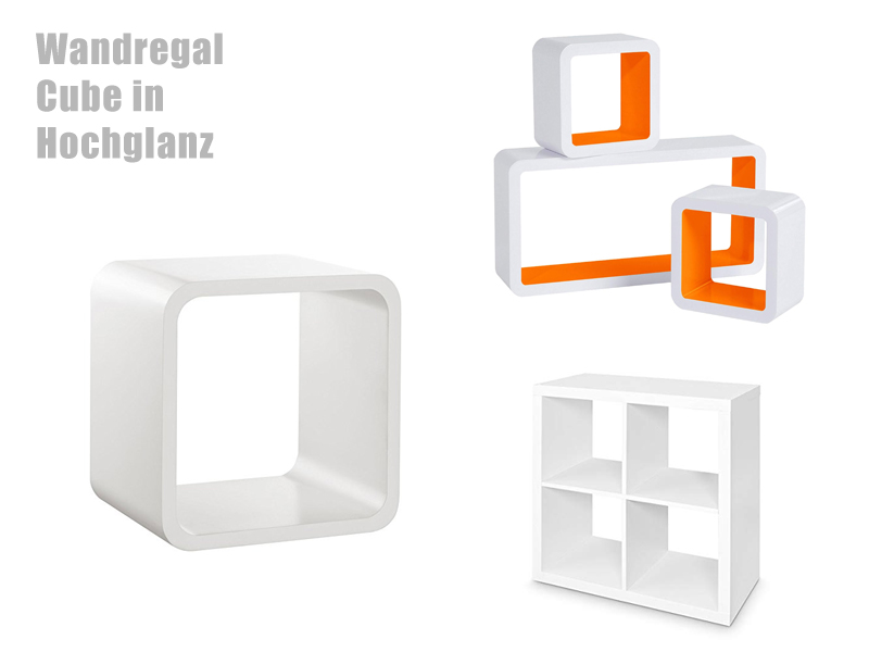 Wandregal Cube in Hochglanz