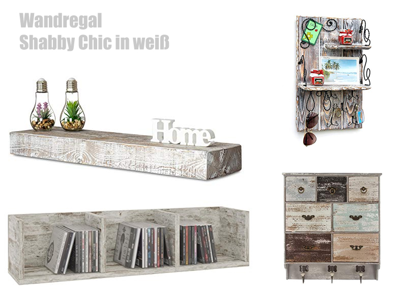 Wandregal Shabby Chic Stil in weiss